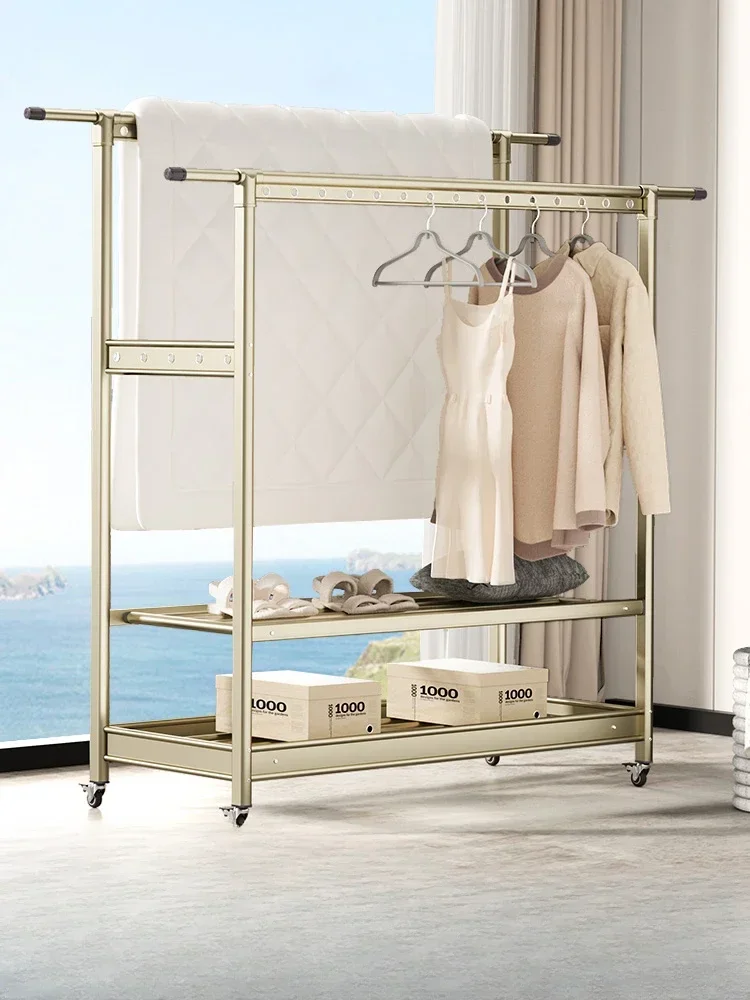 

Clothes drying rack Floor-to-ceiling folding indoor telescopic clothes rod Balcony mobile drying rack