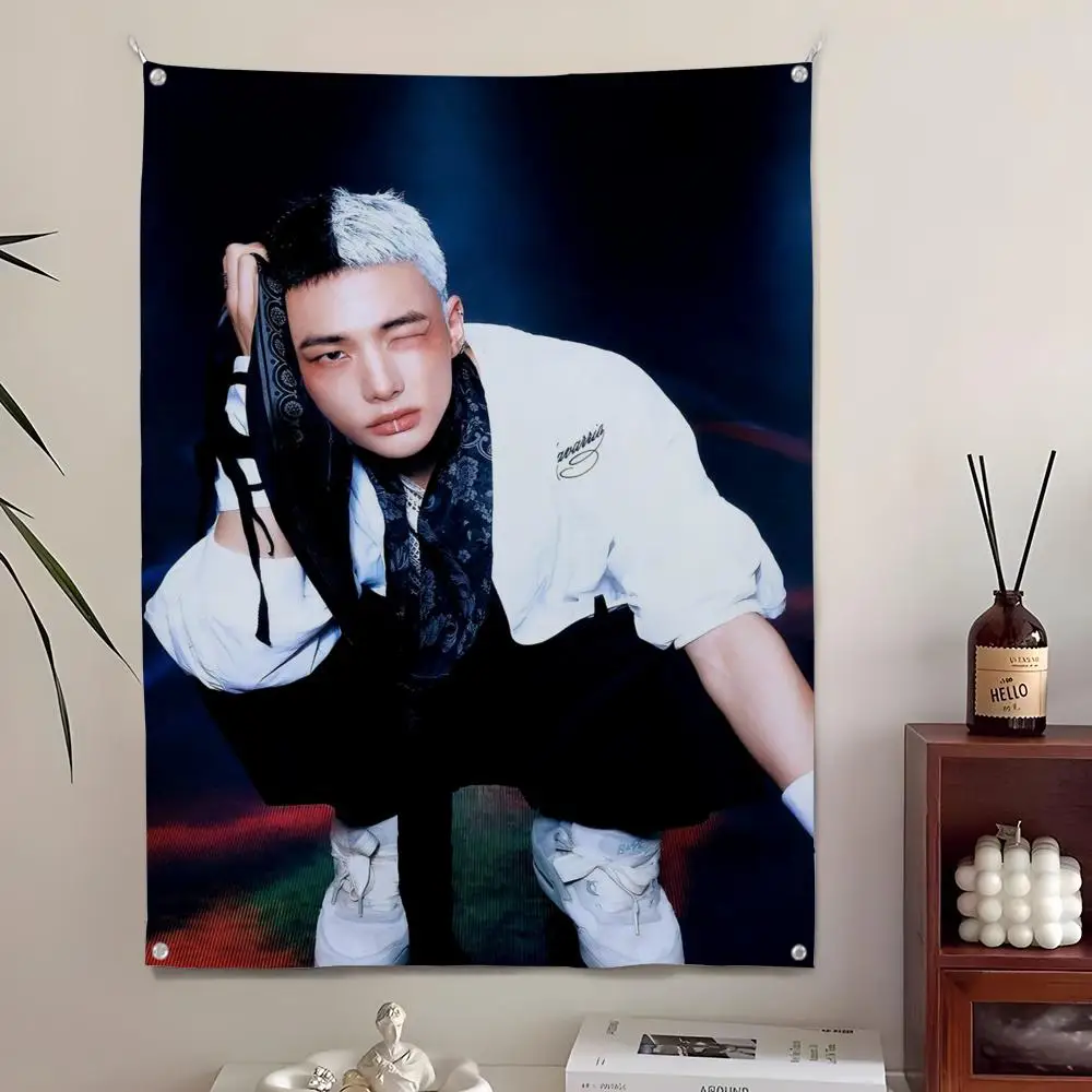 1 Stück Singer H-hyunjinS Wandteppich, Hintergrundkunst, Dekor für Schlafzimmer, Wohnzimmer, Bar, Garten, Outdoor, Wanddekoration