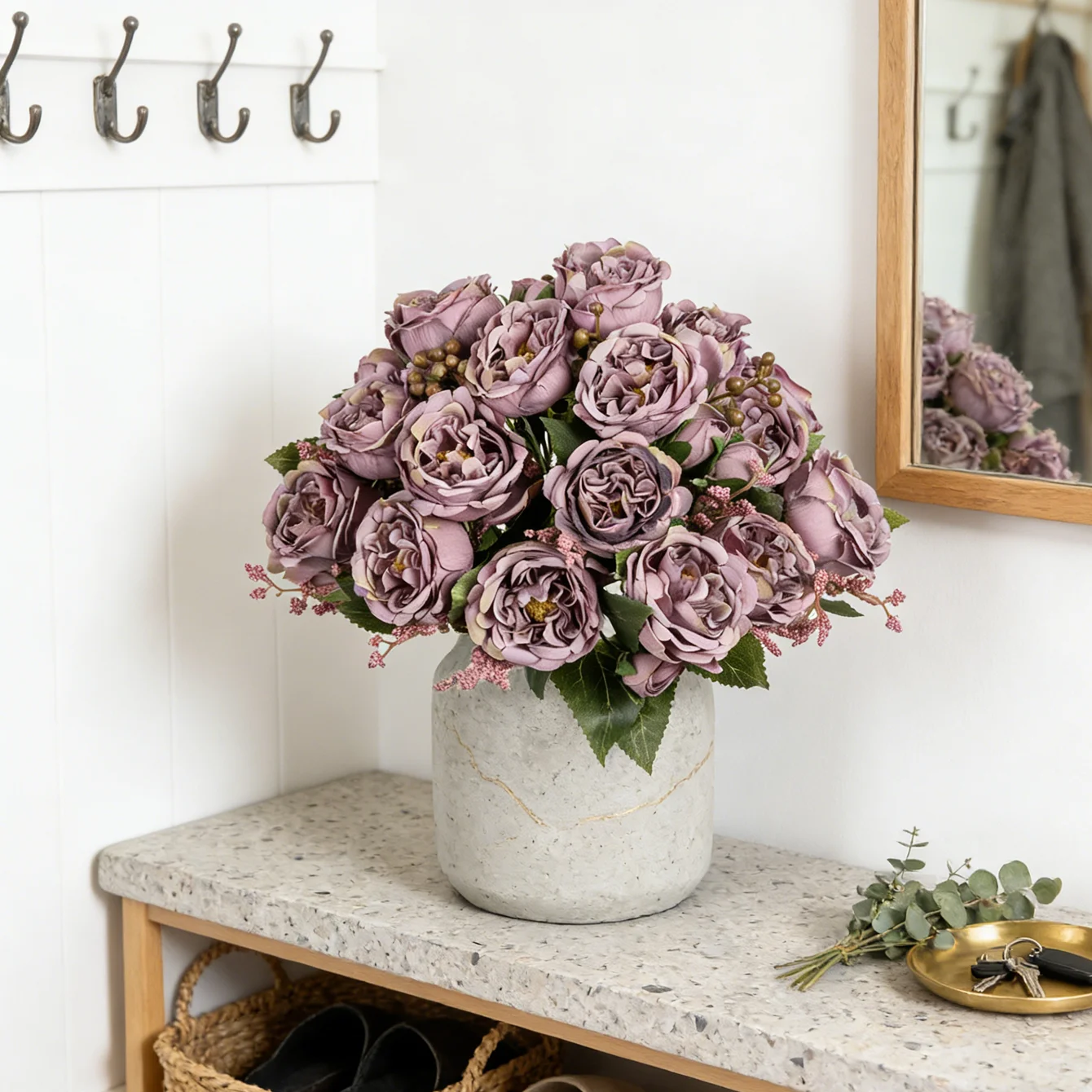 3 Stück Künstliche Blumen aus Seide, Pfingstrosen für Zuhause, Zimmer, Garten, Tisch, Herbst, Halloween, Dekoration, DIY Hochzeitskranz, Brautstrauß, Geschenk – Detail 8