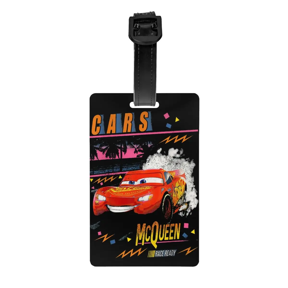 

Pixar Cars Lightning McQueen Palm Tree Sunset Luggage Tag Suitcase Travel Luggage Bag Case Tags ID Address Suitcase Tag Gift