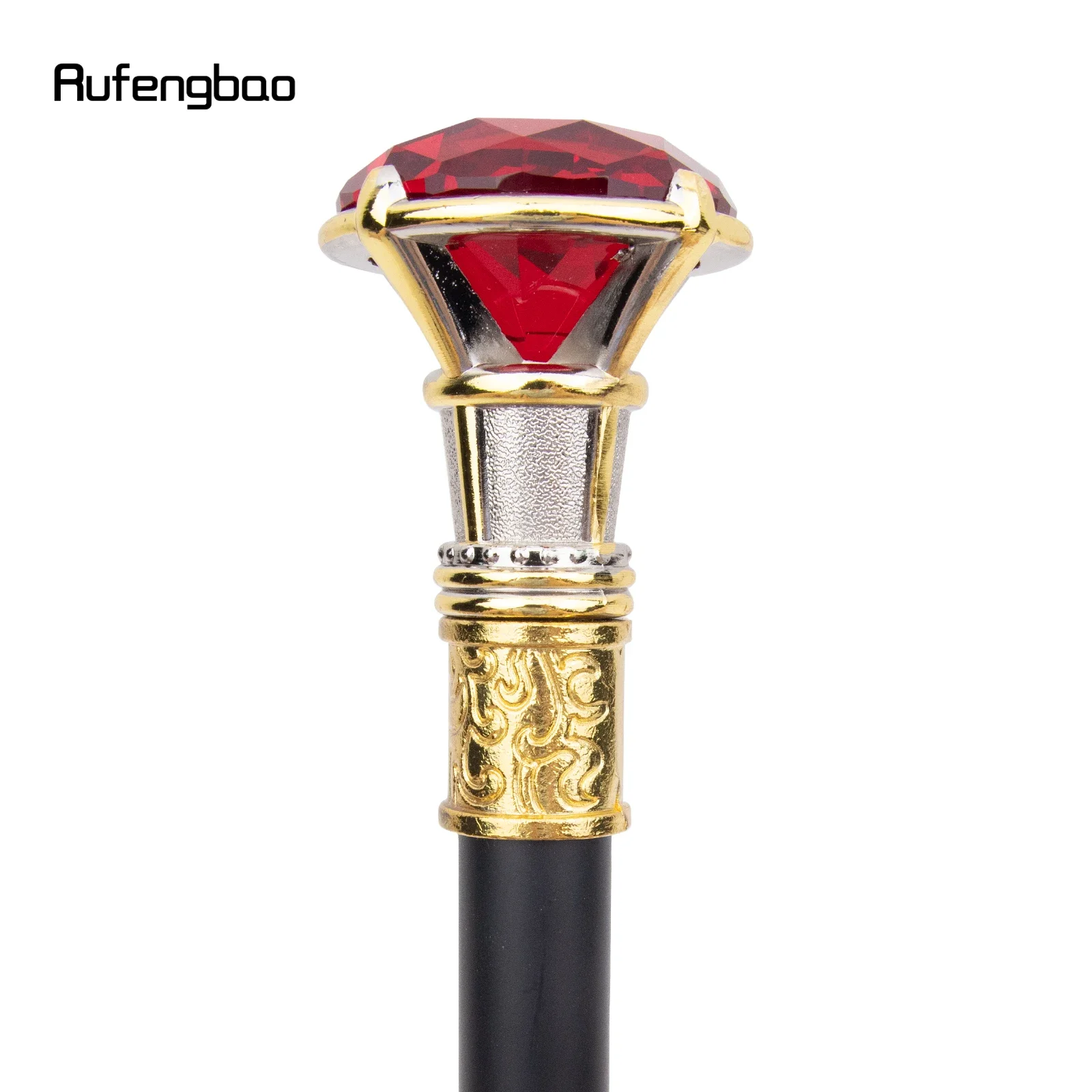 Red Diamond Type Golden White Walking Stick with Hidden Plate Self Defense Fashion Cane Plate Cosplay Crosier Stick 90cm