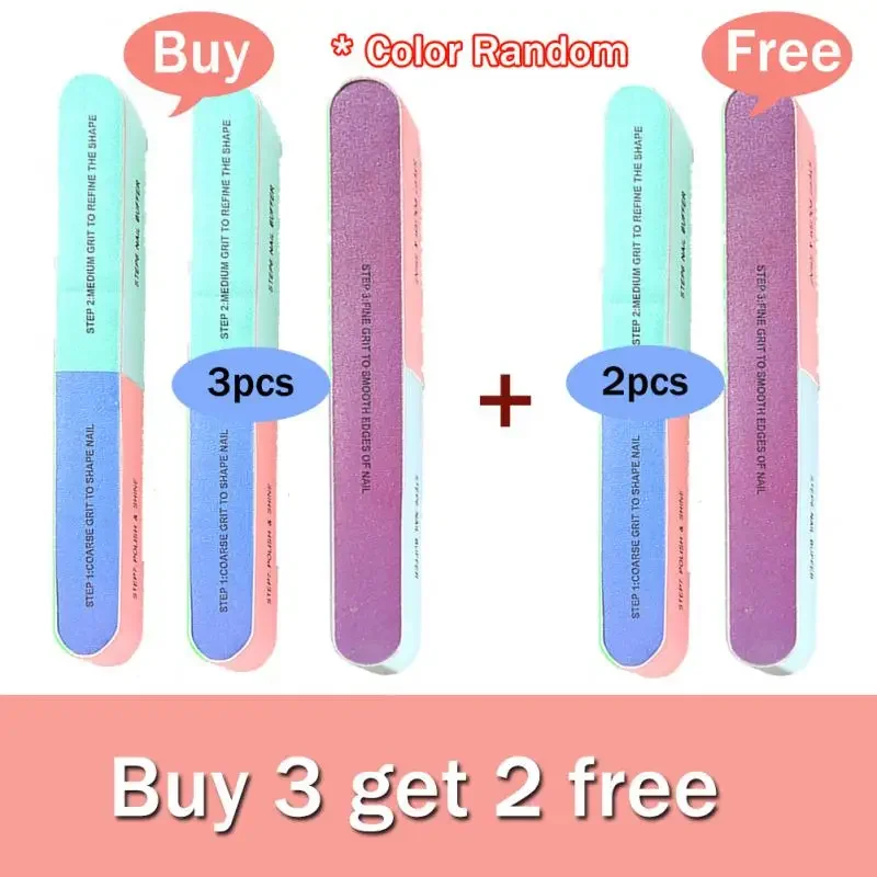 1/3/5PCS 6 Sides Nail Buffers Files Professional Polisher For Nail Art Manicure Polishing Block Sponge Nail File Buffing Tools