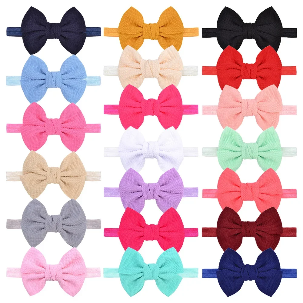 4.3 Inches Solid Color Handmade Bowknot Baby Girls Headband Fashion Bows Elastic Hairband Clothing Decoration Infant Accessories