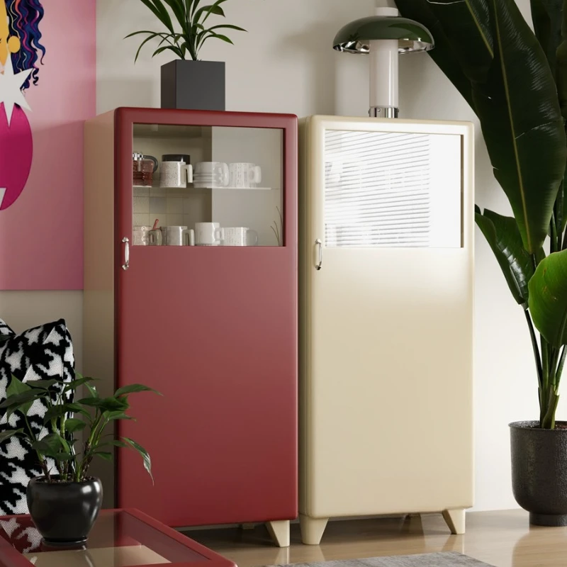 Retro imitation tin cabinet Solid wood dining side cabinet Environmental protection dining side storage cabinet Internet