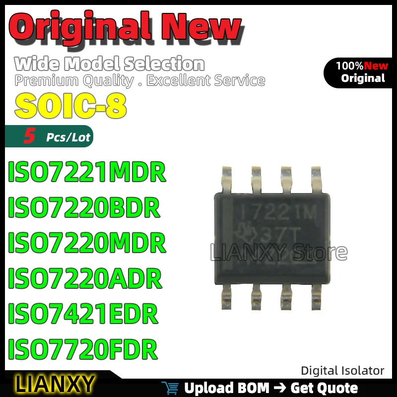 5pcs SOIC-8 ISO7221MDR ISO7220BDR ISO7220MDR ISO7220ADR ISO7421EDR ISO7720FDR Digital Isolator New Original