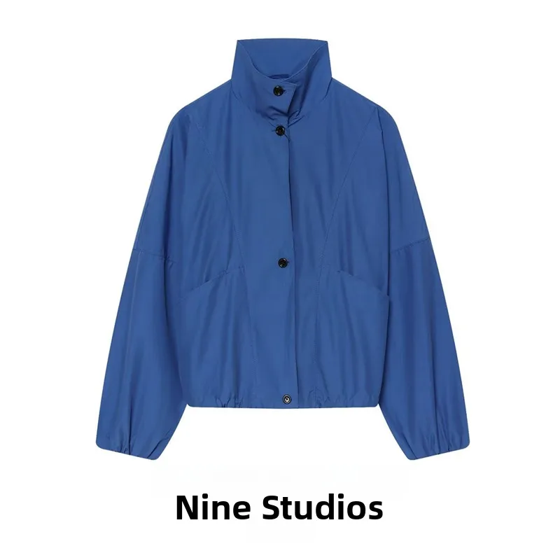 Nine Zar Women's  Color Loose Casual Pilot Jacket Top 0670326 Short Outerwear Long Sleeve Button Closure Other Material