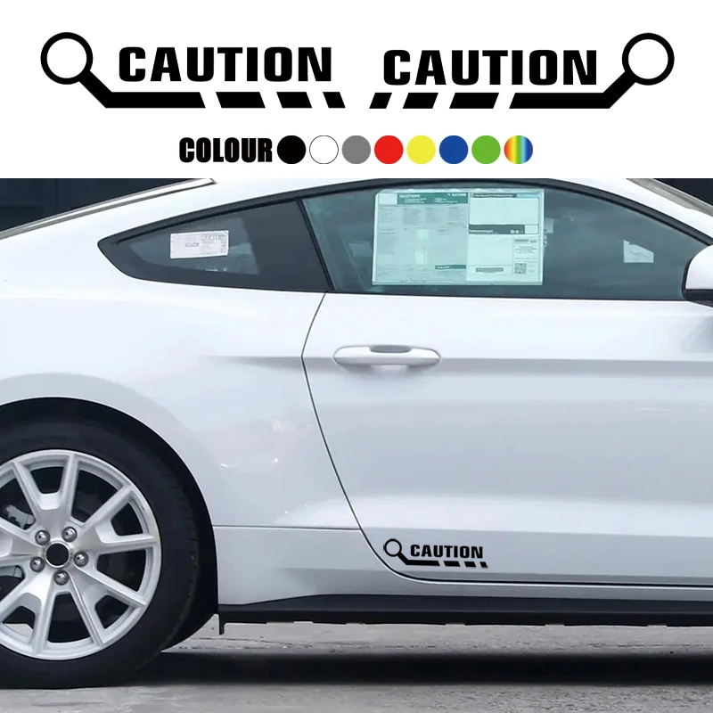 

1Pair CAUTION Car Sports Sticker Car Body Racing Style Decoration Decal Auto Motorcycle Waterproof Decal Car Accessories