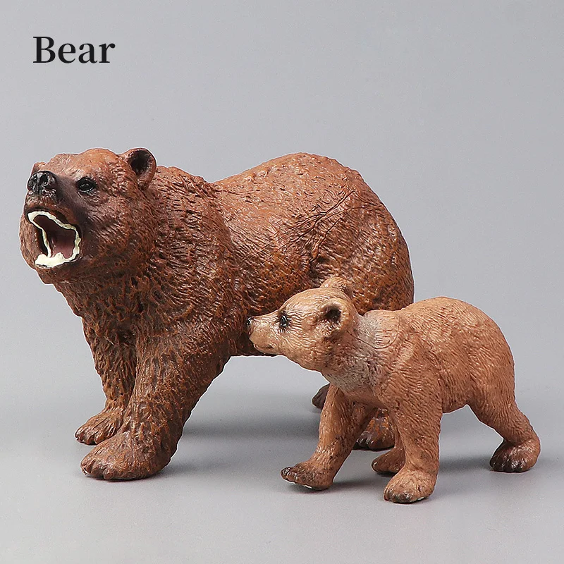 교육용 실물 모형 갈색 곰 야생 동물 액션 피규어 장난감 동물원 모델 장식 세트 어린이 선물용