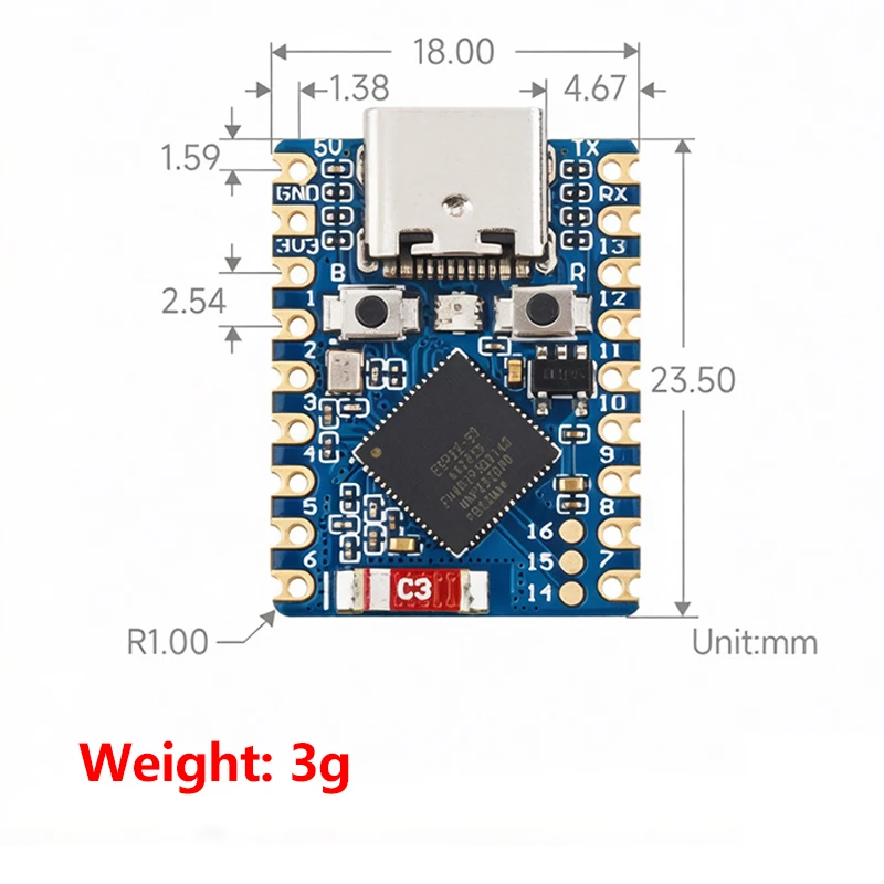 Mini carte de développement ESP32-C3-Zero / ESP32-S3-Zero, MCU RISC-V, Type-C CH340, USB 2.4G, WiFi, Bluetooth, module sans fil IoT miniature