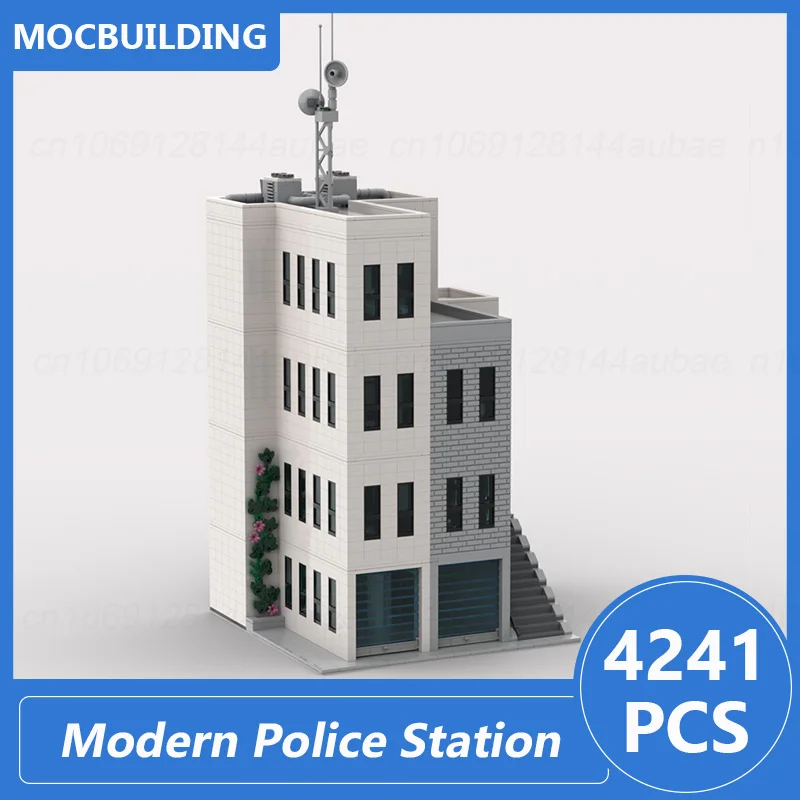 Moderna stazione di polizia edifici modulari Moc Blocks fai da te assemblare mattoni architettura modello collezione Display giocattoli regali 4241 pezzi