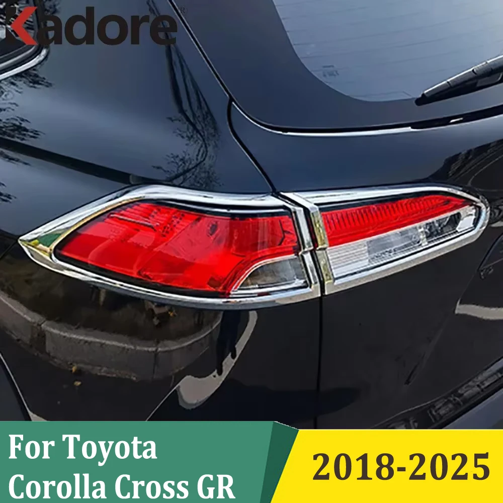 

For Toyota Corolla Cross GR 2018-2025 Chrome Rear Tail Light Lamp Cover Trim Taillight Cover Shade Hood Car Styling Accessories