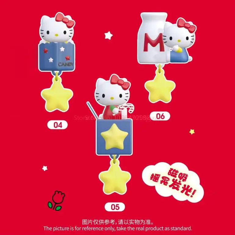 

Authentic Hellokitty Vintage Restaurant Themed Glowing Star Magnetic Refrigerator Magnet Series Blind Box Ornament Holiday Gifts