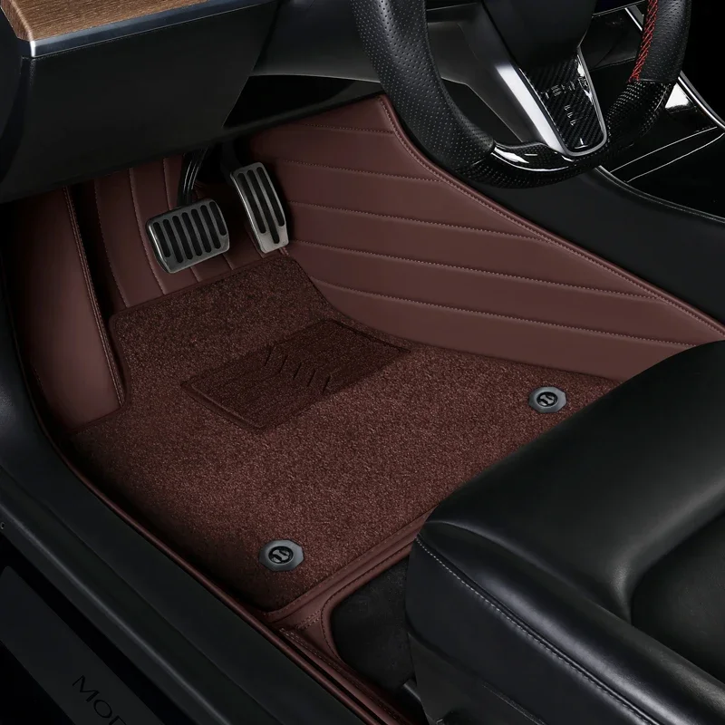 For Model X Custom Fit Car Accessories Floor Mat Interior ECO Material for 6 Seats Double Layers Thick Rug on Top