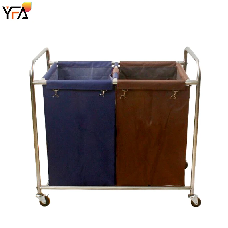 

Restaurant Large Capacity Wet and Dry Linen Trolleys for Hospital With Wheels Hotel Trolley Dirty Laundry Basket Cart