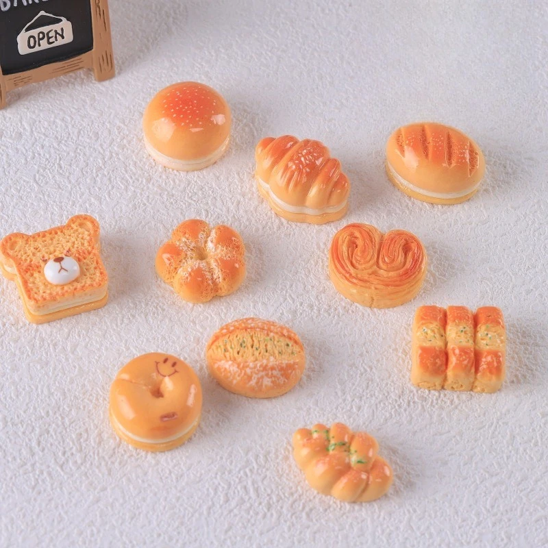 10 Pcs Miniatures Imitation Soda Bread Croissant Sandwich Bear Bread Decoration Crafts