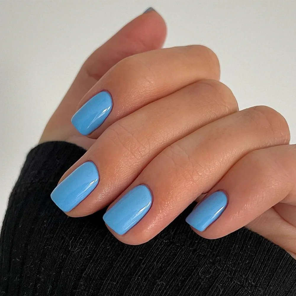 

Wearable Finished False Nails Press on Nails with Glue Glossy Solid Color Nail Art Short Square Colored Detachable Fake Nails