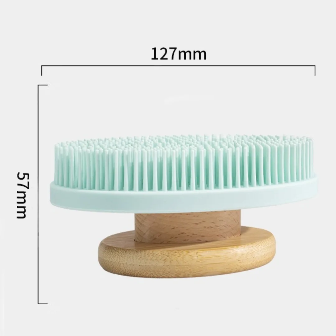 

Silicone Body Scrubber Bath Brush Exfoliating Wooden Body Massage Shower Brush Cleanser SPA Massage Skin Care Wet Dry Body Brush