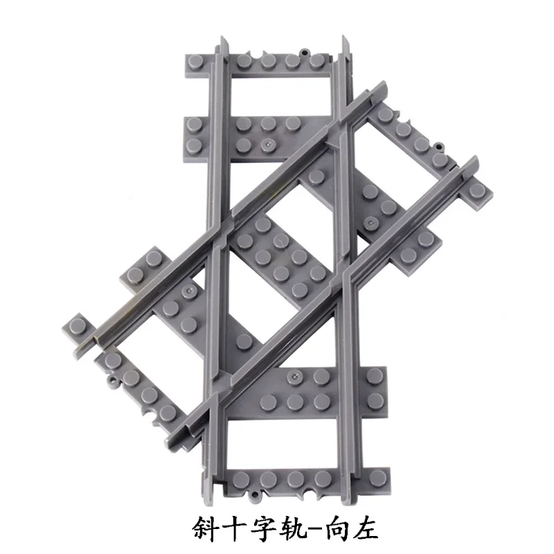 City Trains Left and Right Points Flexible Switch Railway Crossing Tracks Rails Forked Straight Curved Building Block Bricks Toy