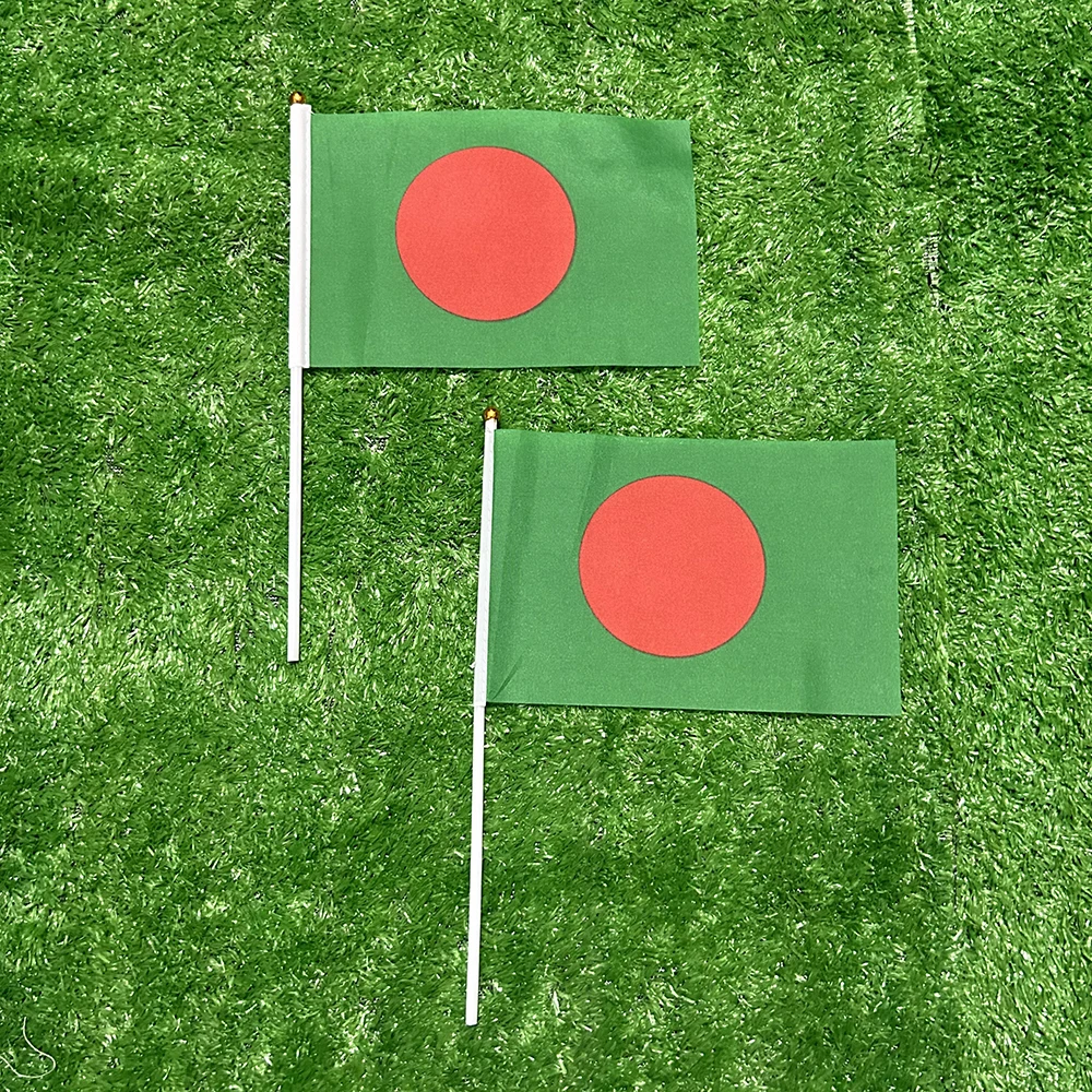 SKY FLAG Bangladesh hand Flag 10/20/50/100pcs 21*14cm Bangladesh Hand Waving Flags With plastic pole For Sports Activity Decor