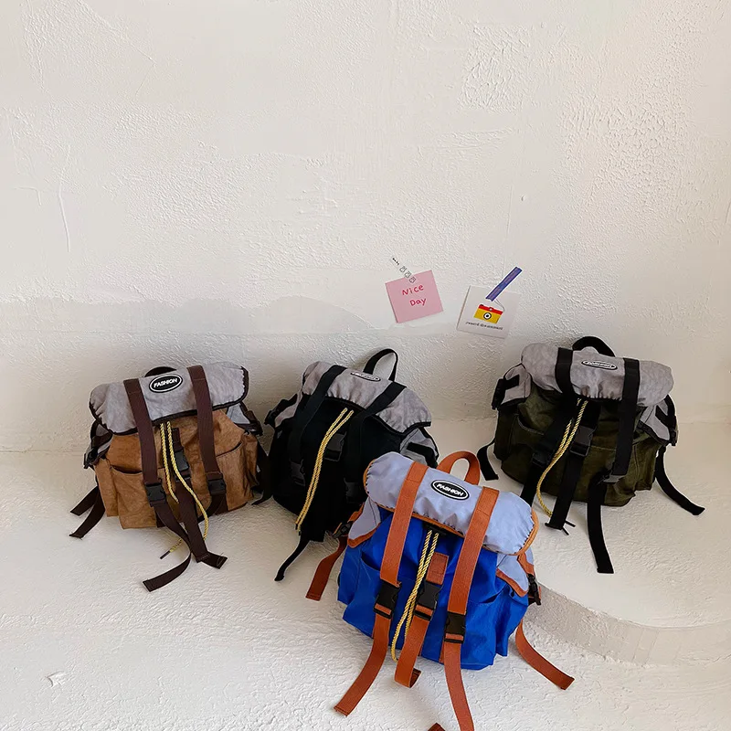 Mochila leve infantil, fecho de cordão de nylon impermeável, mochila para caminhadas ao ar livre, mochila escolar para meninos