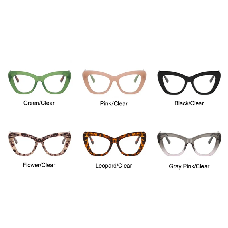 Fashion Sexy Cat Eye Women\'s Glasses 2024 Trend Anti Blue Light Eyeglasses Frame Retro Green Optical Clear Lens Eyewear Lady