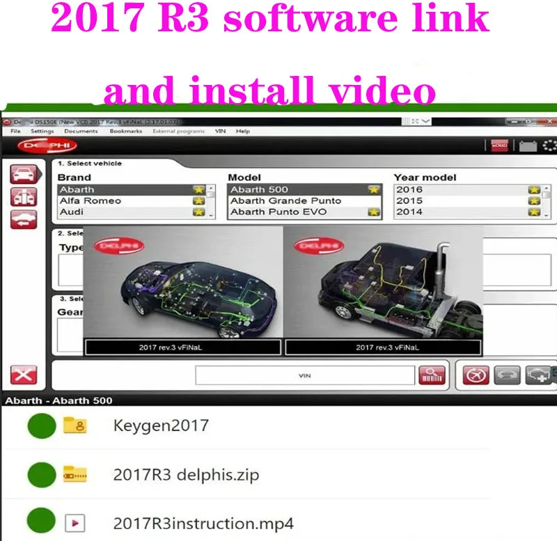 Car Repair Tool  Delphis 2017 R3 software link and install video DS150E diagnostic tool software For cars and trucks obd scanner