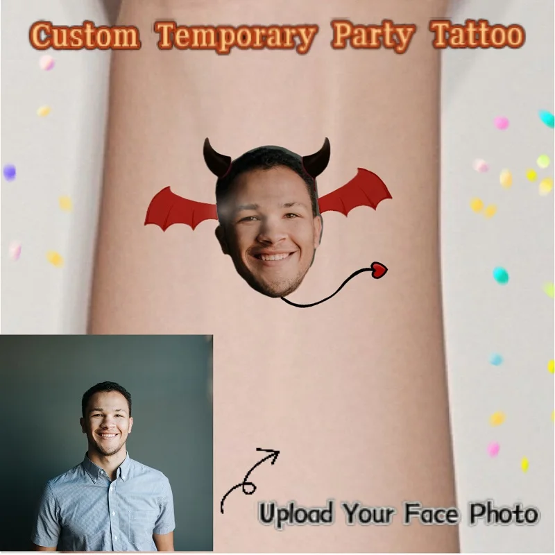 

custom demon temporary tattoo personalized cute funny sticker birthday gift Carnival Halloween Day of the Dead 15 PCS party deco