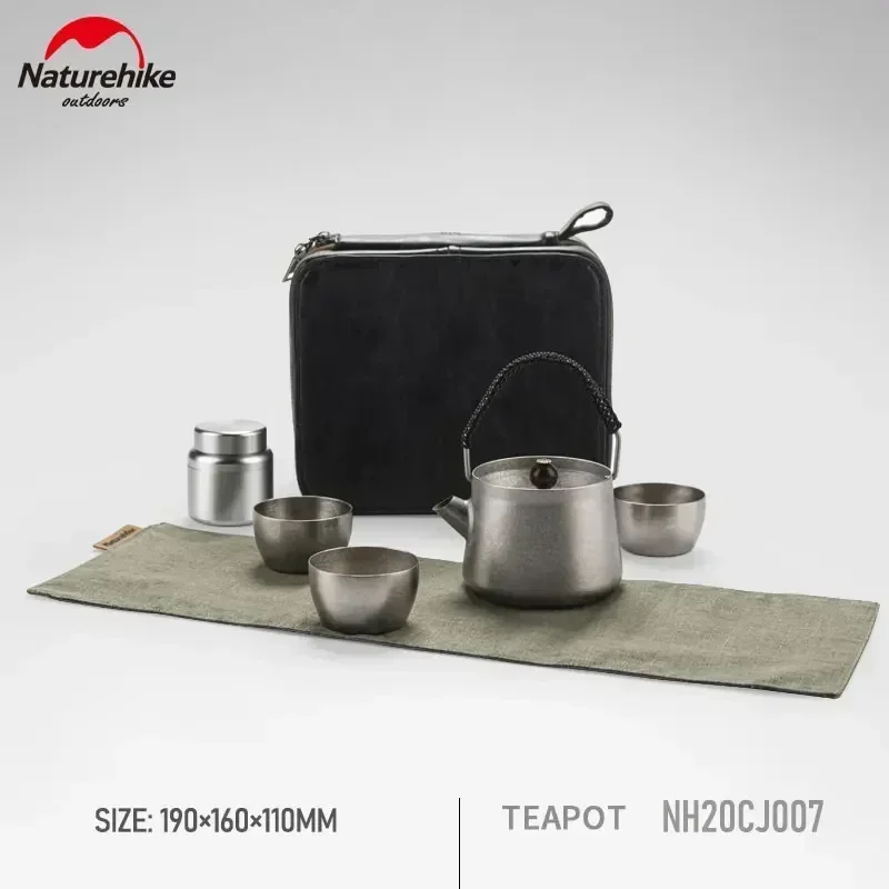 Naturehike Outdoor 250ml Pure Titanium Tea Set Heat Insulation Portable Mini 4+1 Teacup Teapot Water Cup Fishing Picnic