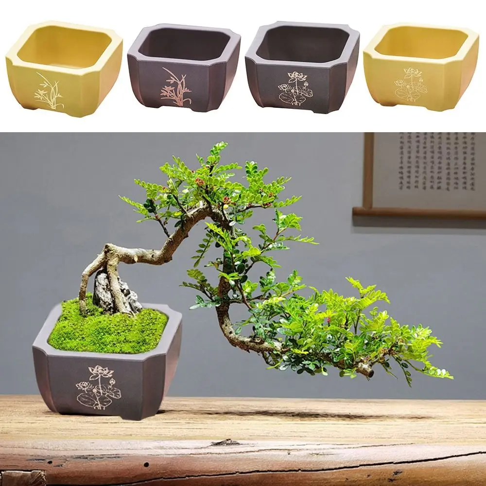 Creative Imitation Purple Clay Flower Pot Durable Thick DIY Plant Bowl Colorful Bonsai Succulent Basin Home