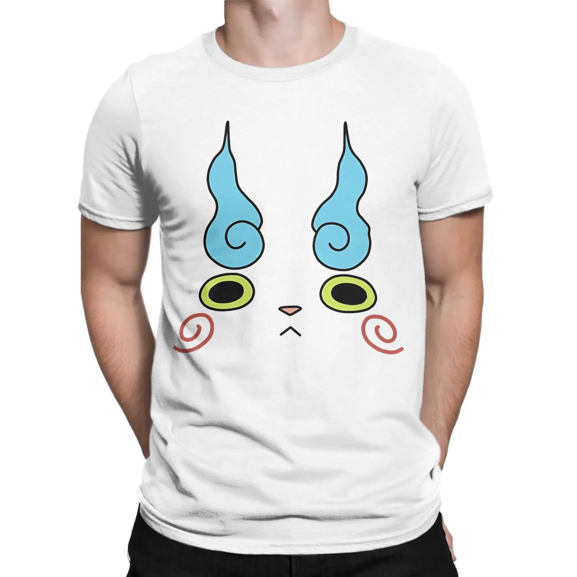 Yokai Watch Game Men Women's T Shirts Komasan Novelty Tee Shirt Short Sleeve Round Collar T-Shirt Pure Cotton Gift Idea Clothing