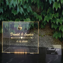 Personalized Card Box Wedding DIY Acrylic Clear Box with Lock Sign for Wedding Reception Graduation Birthday Party Baby Shower