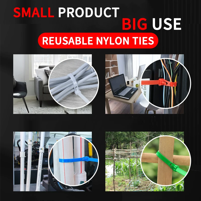 Immagine 7: Fascette per cavi riutilizzabili da 100 pezzi Fascette per cavi Wandu Fascette in nylon rimovibili 3.6/4.8*150mm riciclabili, colori misti Nero Bianco