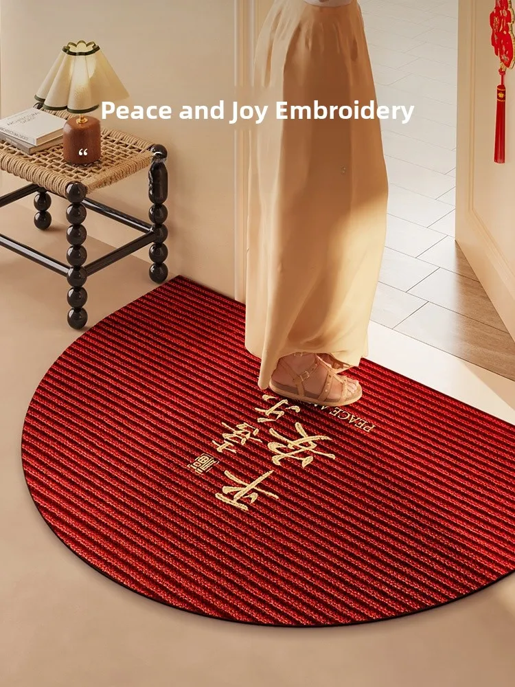 

Новогодний коврик для входной двери f Круглый красный ковер Счастин и мирный домашний текстильный напольный коврик для входа l