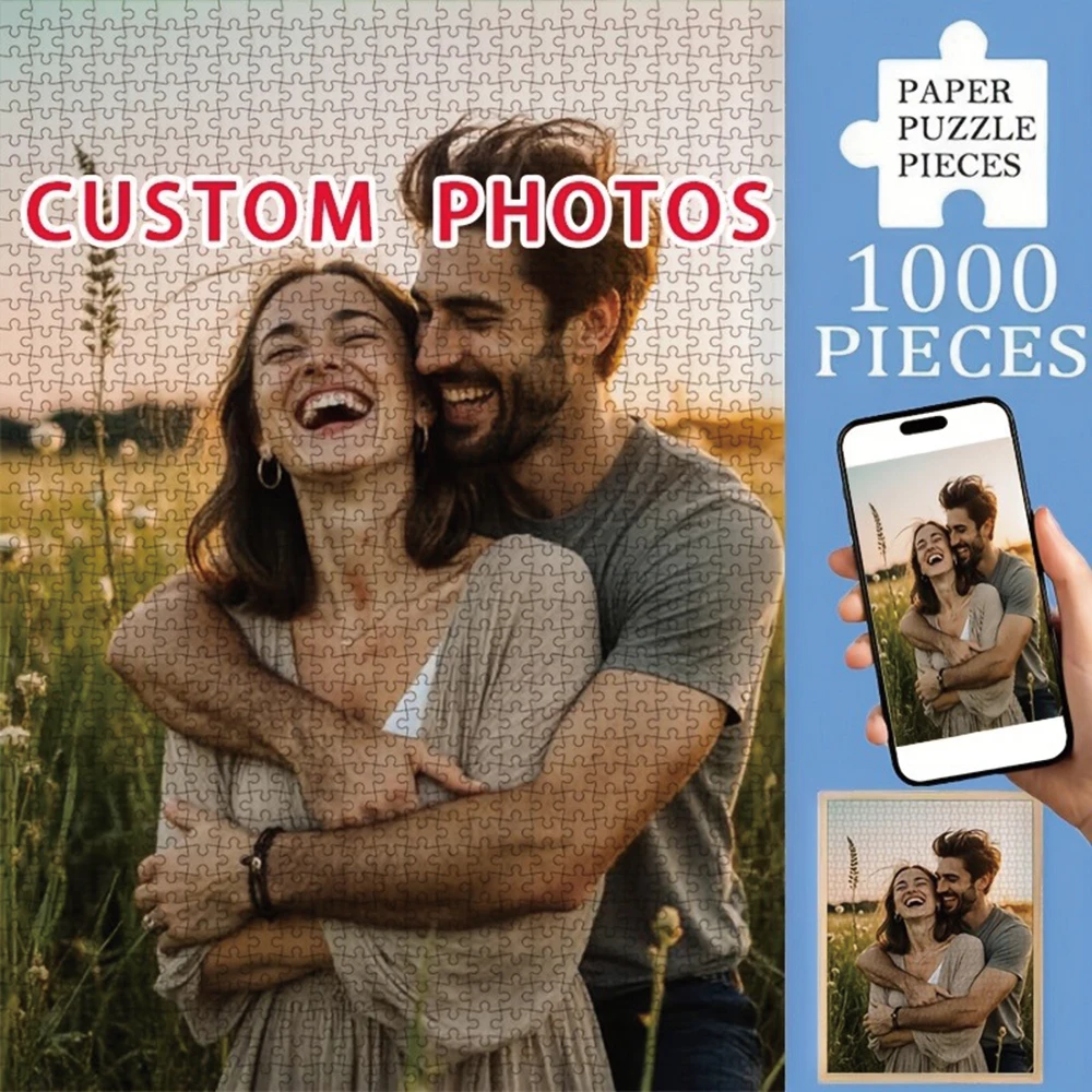 35/300/500/1019pcs Personalized Custom Photo Puzzle Couple Photos Custom Photo Portrait Puzzle Handmade Birthday Gift