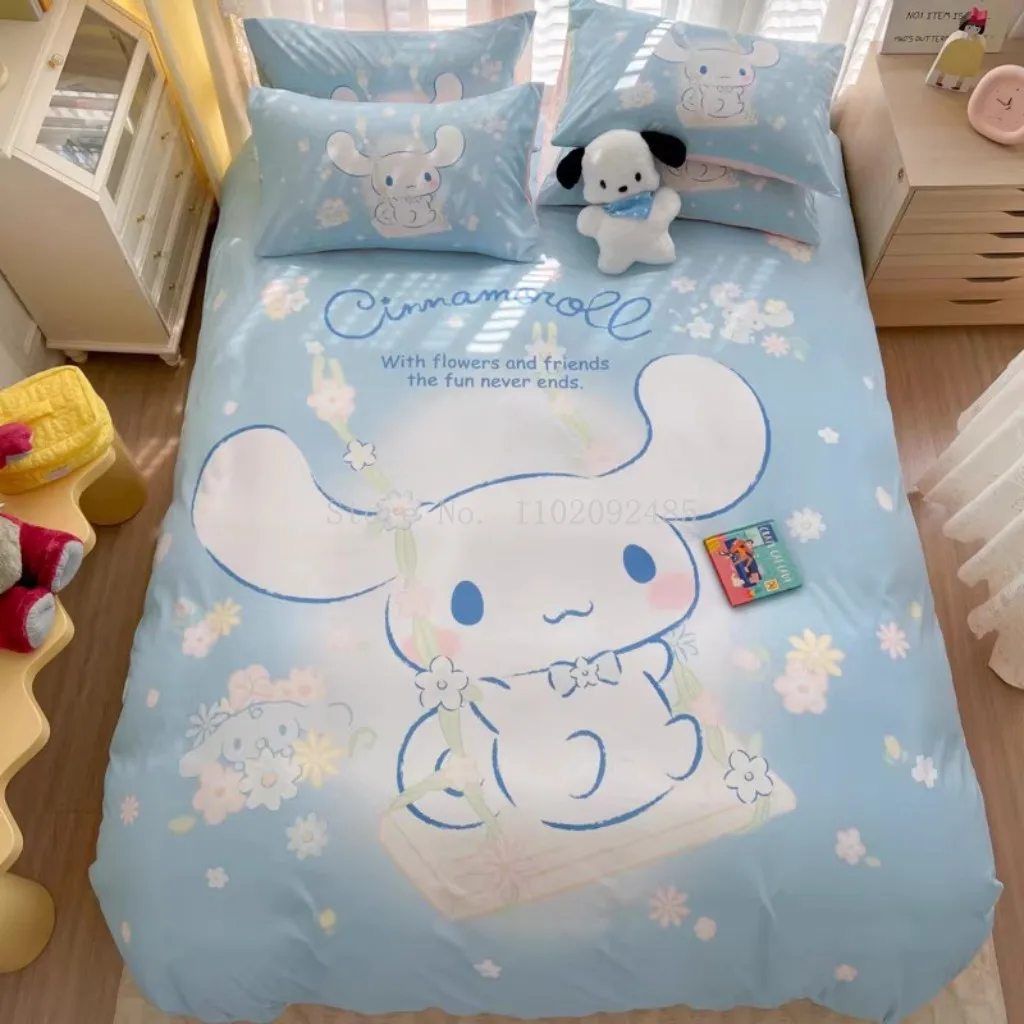 Cinnamoroll Bedding Sets Cartoon My Melody Kuromi Quilt Duvet Cover Pillowcase Suit Adults Kids Bedroom Decoration Accessories