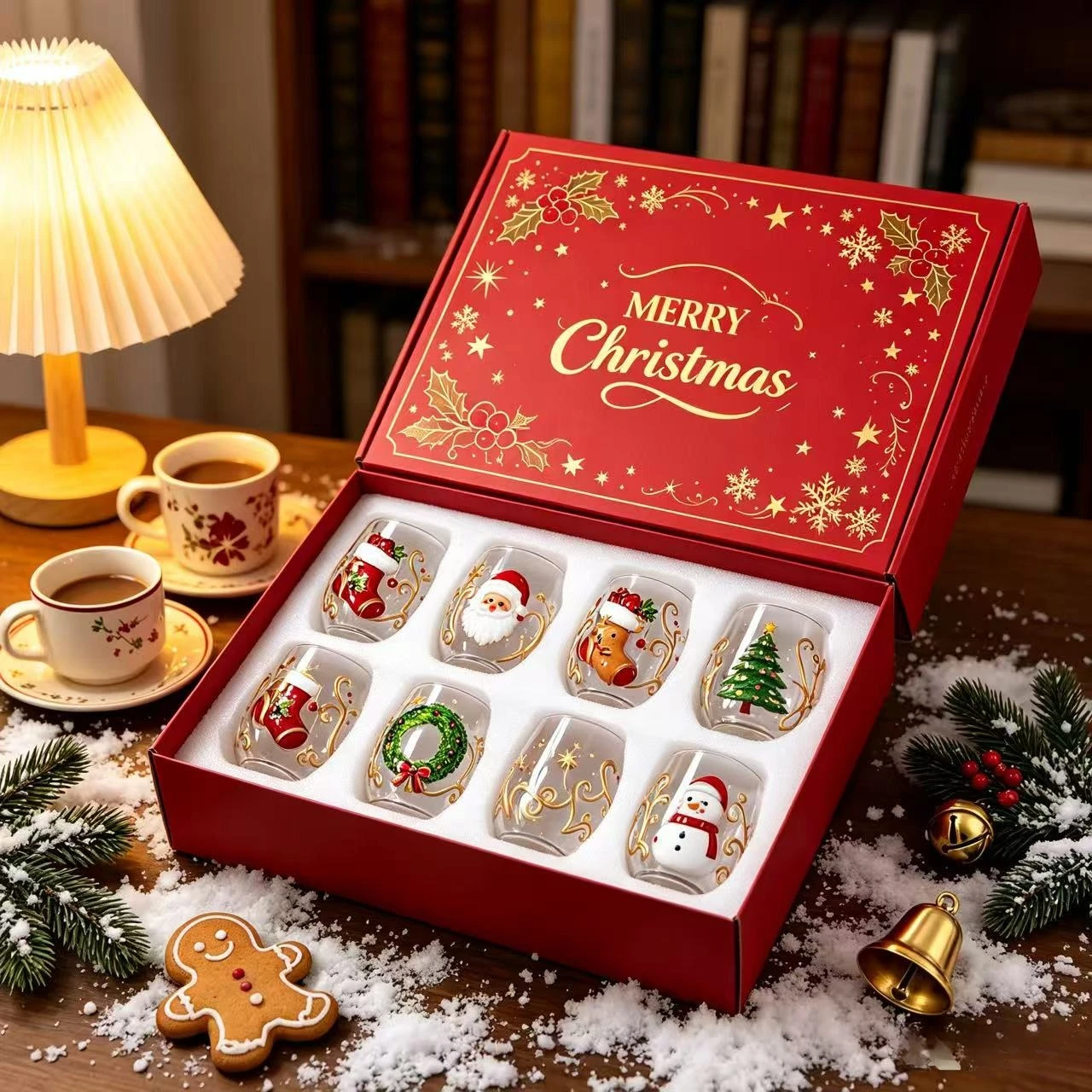 Wine Beer Glass Set - Schneemann Weihnachts-Weinbecher 6er-Set, Lustiges Bierkrug-Set für