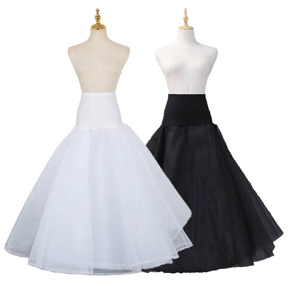 Adult Crinoline Petticoat 1 Hoop 2 Layers Tulle Underskirt Adjustable Waist A-line Slip for Wedding Dress Evening Ball Gown