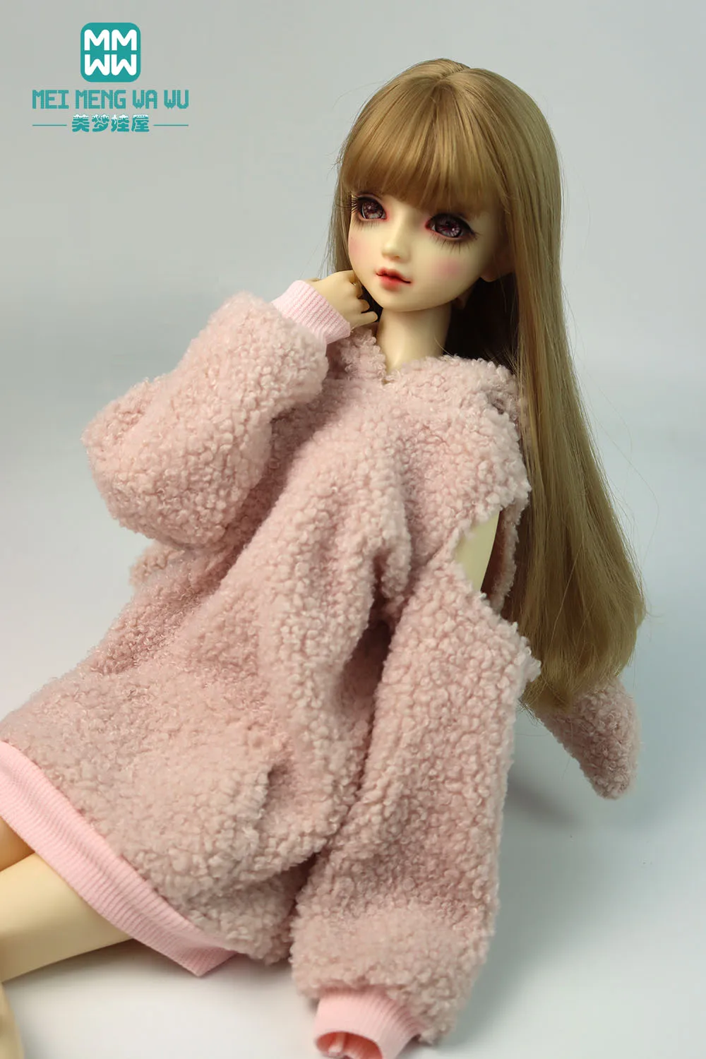 58-60cm 1/3 BJD Clothes DD SD big bust Spherical joint Doll Fashion Plush Rabbit Ear Hoodie toys gift