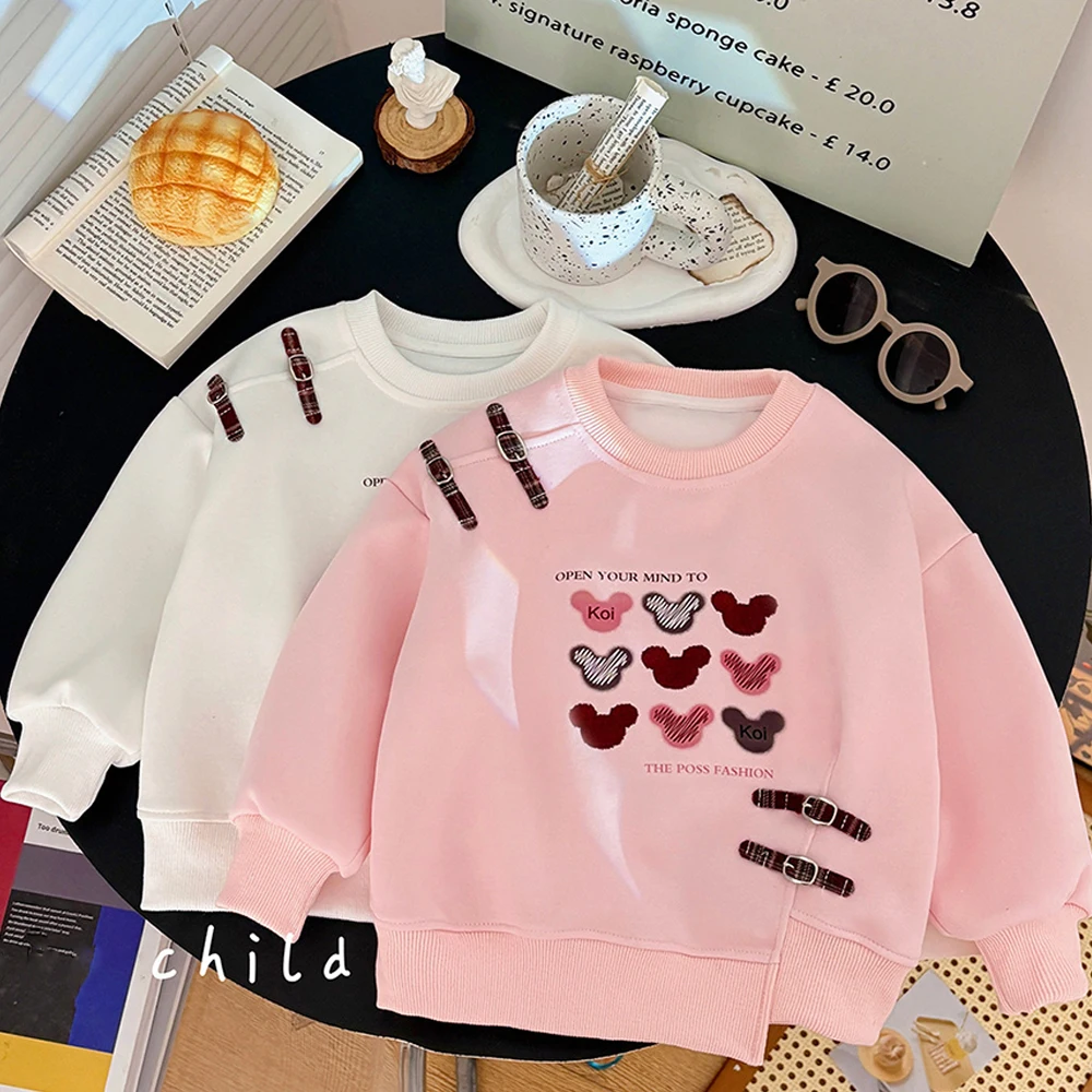 

Hot Girl's autumn outfit new top cute baby girl casual pullover children's love round neck spring and autumn hoodie
