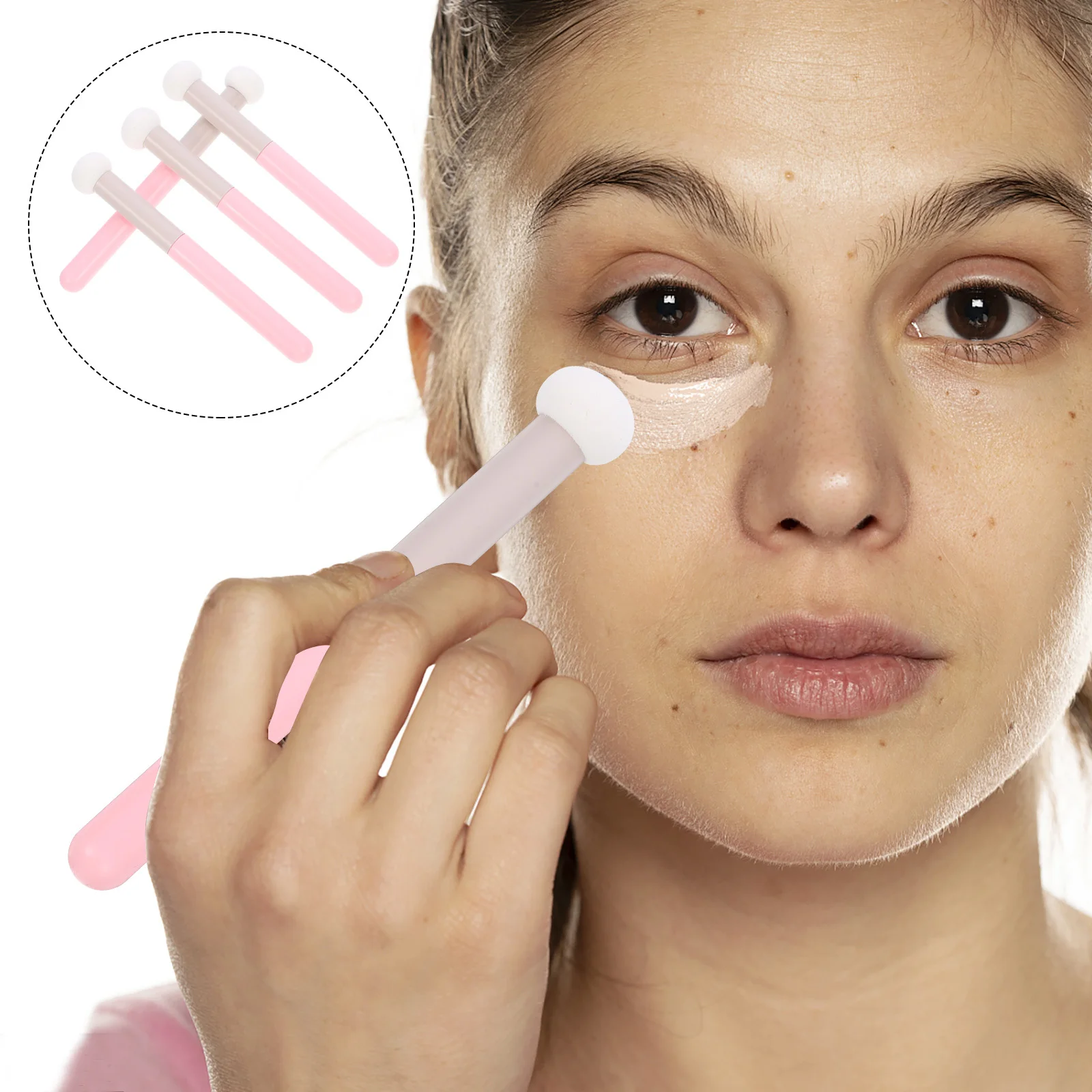 4Pcs Mushroom Head Makeup Sponges Concealer Brush for Face Powder Blush Precision Application Smooth Easy Grip Beauty Tools Set