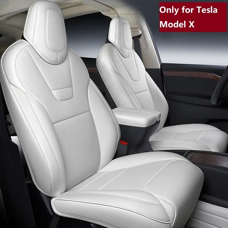 Custom Fit Car Seat Covers Specific For Tesla Model X 360 Degree Full Covered High Quality Leather Fit 6 or 7 Seaters