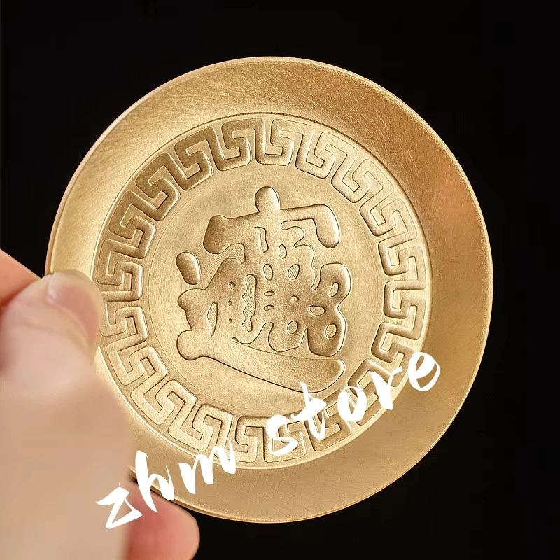 1pc Small Copper Buddhist Tibetan Chinese Fengshui Collective Water Wealth Home Putting Decorate Tray/Dishes