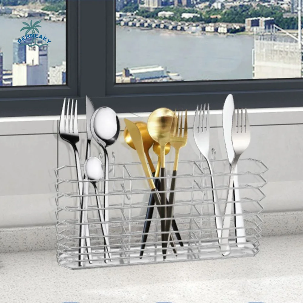

Stainless Steel Utensil Storage Rack Breathable Hanging Cutlery Organizer Drained Chopsticks Holder Spoon