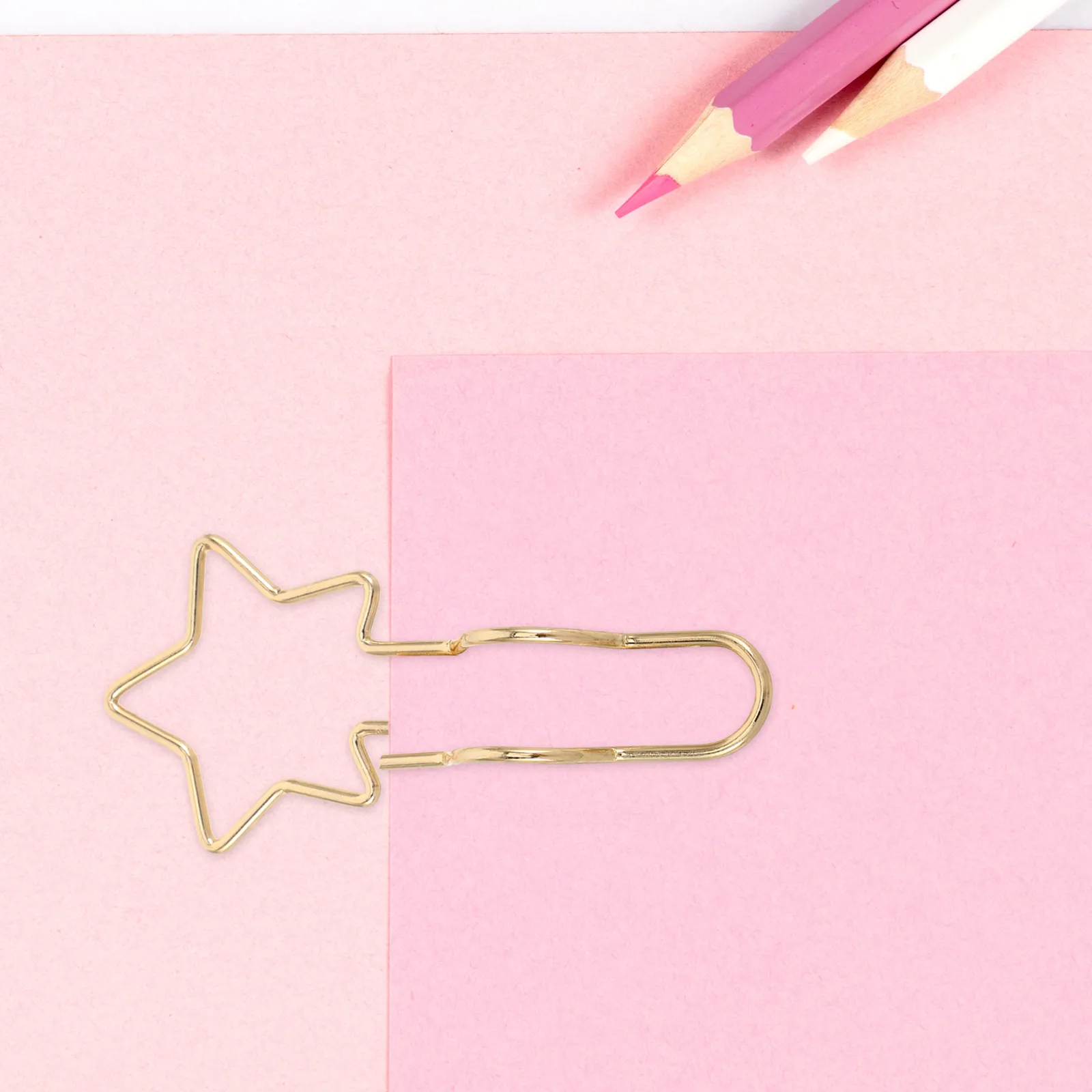 10Pcs Creative Star Shaped Metal Document Clips Pencil Holders Bookmarks Multifunctional Office Desk Organizer