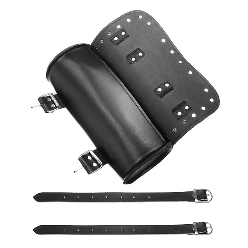 Imagen 2 del producto Bolsas universales, bolsa de herramientas negra para motocicleta, horquilla delantera, manillar, alforja, rollo de barril, accesorios de almacenamiento de barril trasero de carreras