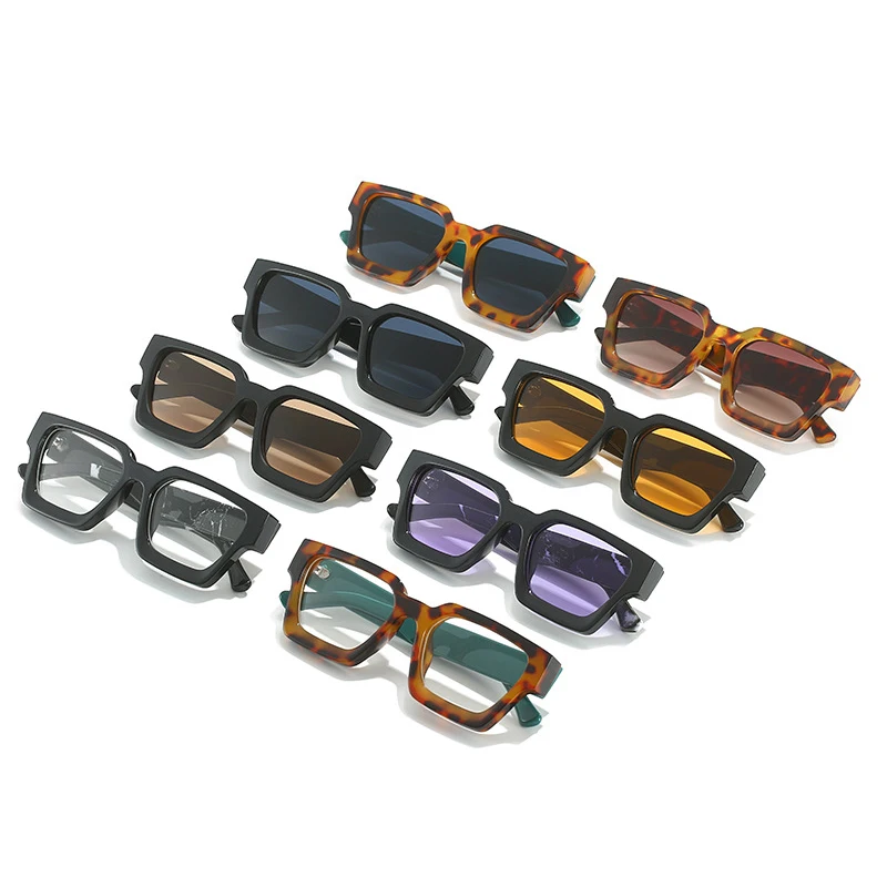 SO&EI Retro Square Women Sunglasses Shades UV400 Fashion Gradient Men Orange Purple Sun Glasses