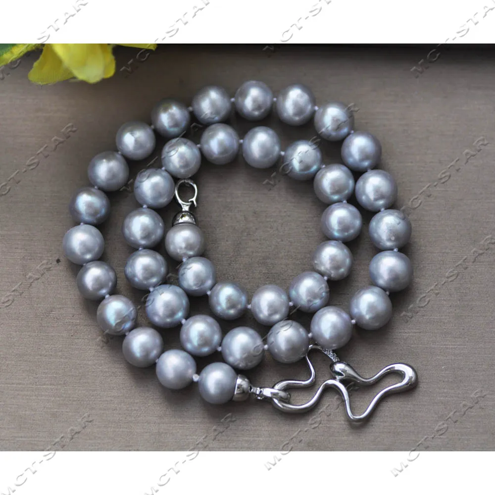 

Z14327 A+ 19 дюймов 11 мм серое круглое ожерелье из пресноводного жемчуга