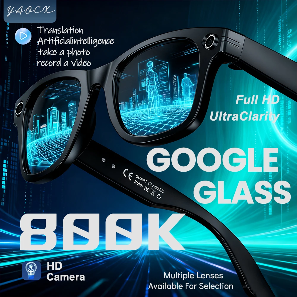 Smart AI Translation Smart Glasses Take Photos Recognizing Objects 4K Camera Bluetooth Music Call Intelligent Recording Glasses