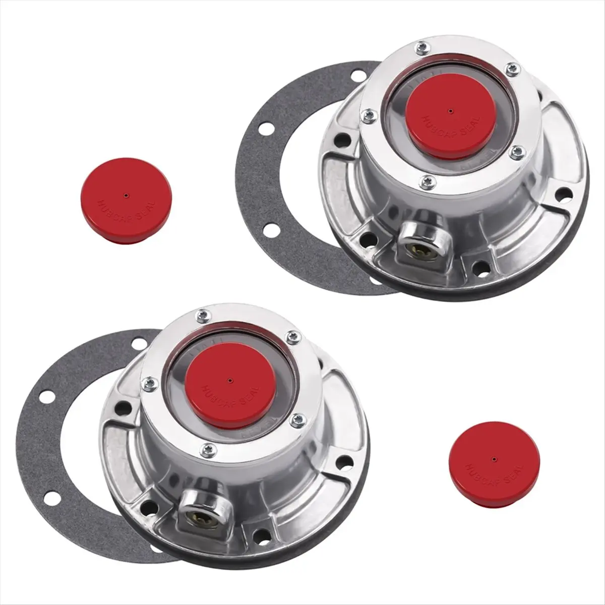 A45I 343-4024 Trailer Hub Caps for Stemco,Aluminum Hub Cap for Trailer Axle with Extra 4 Rubber Plugs and Gaskets(Pack of 2)
