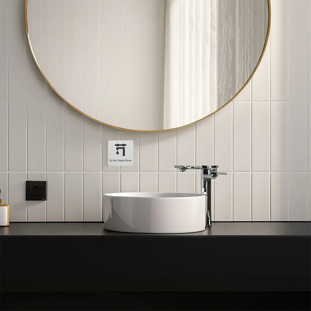 

2pcs Aluminum Save Warning Sign Self Adhesive Do Not Waste Water Sticker For Kitchen Bathroom Sink Water Conservation